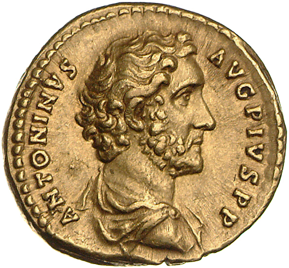 RIC III Antoninus Pius 90b Antoninus Pius obverse, Bust of Antoninus Pius, bare-headed, draped, sometimes cuirassed, right