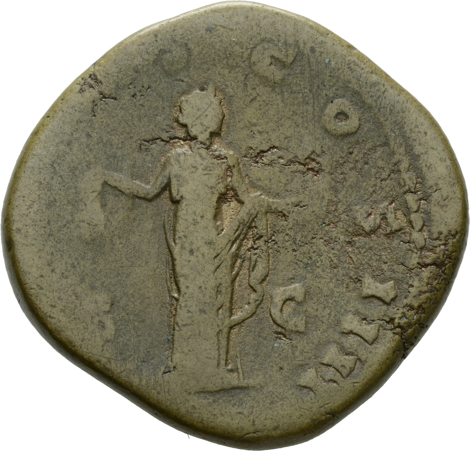 RIC III Antoninus Pius 916C Antoninus Pius reverse, Libertas, draped, standing right, holding pileus in extended right han...