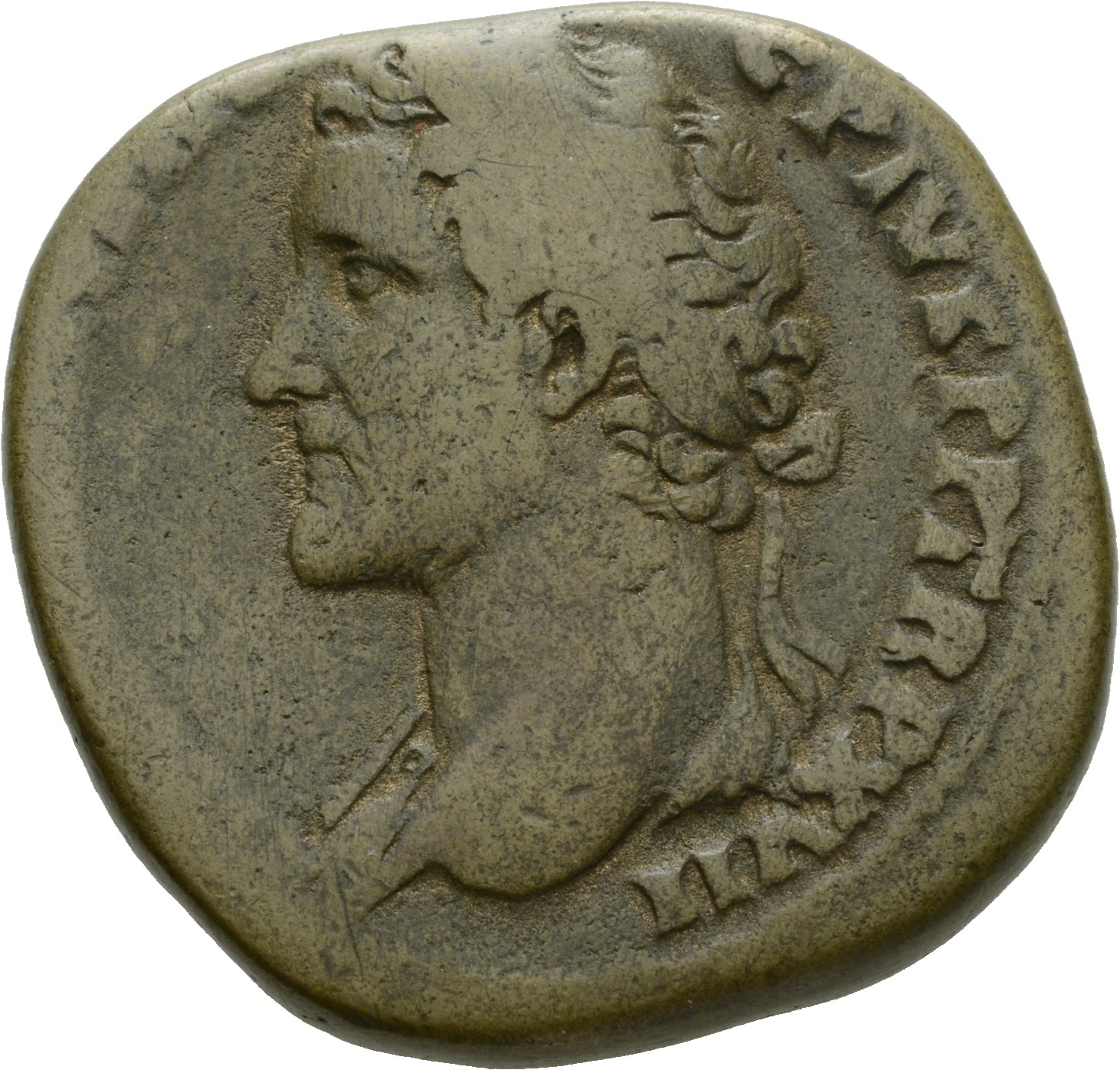RIC III Antoninus Pius 916C Antoninus Pius obverse, Head of Antoninus Pius, laureate, left