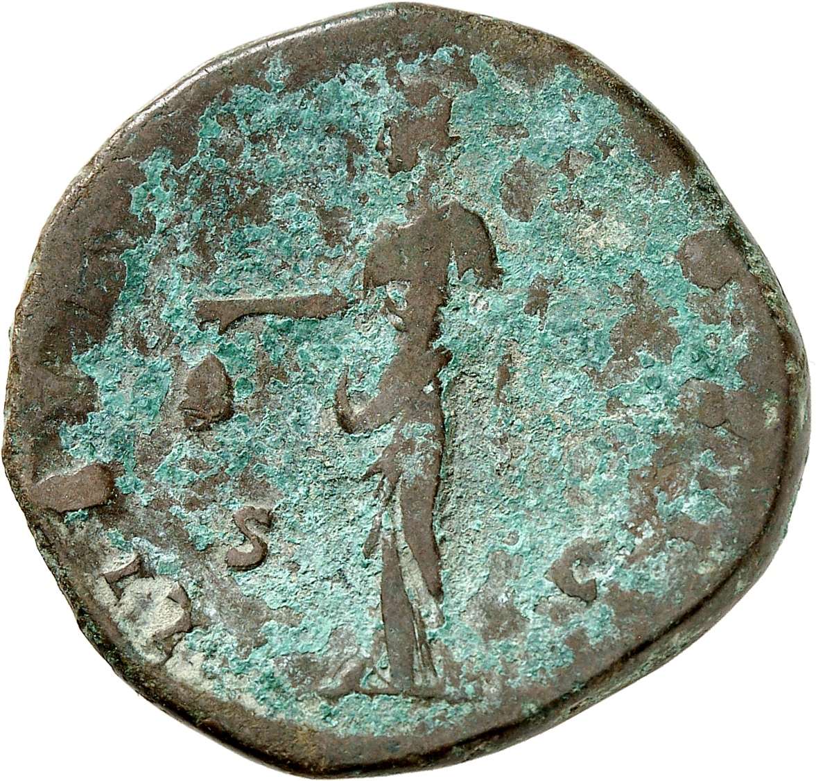 RIC III Antoninus Pius 917 Antoninus Pius reverse, Libertas, standing left, holding pileus and sceptre
