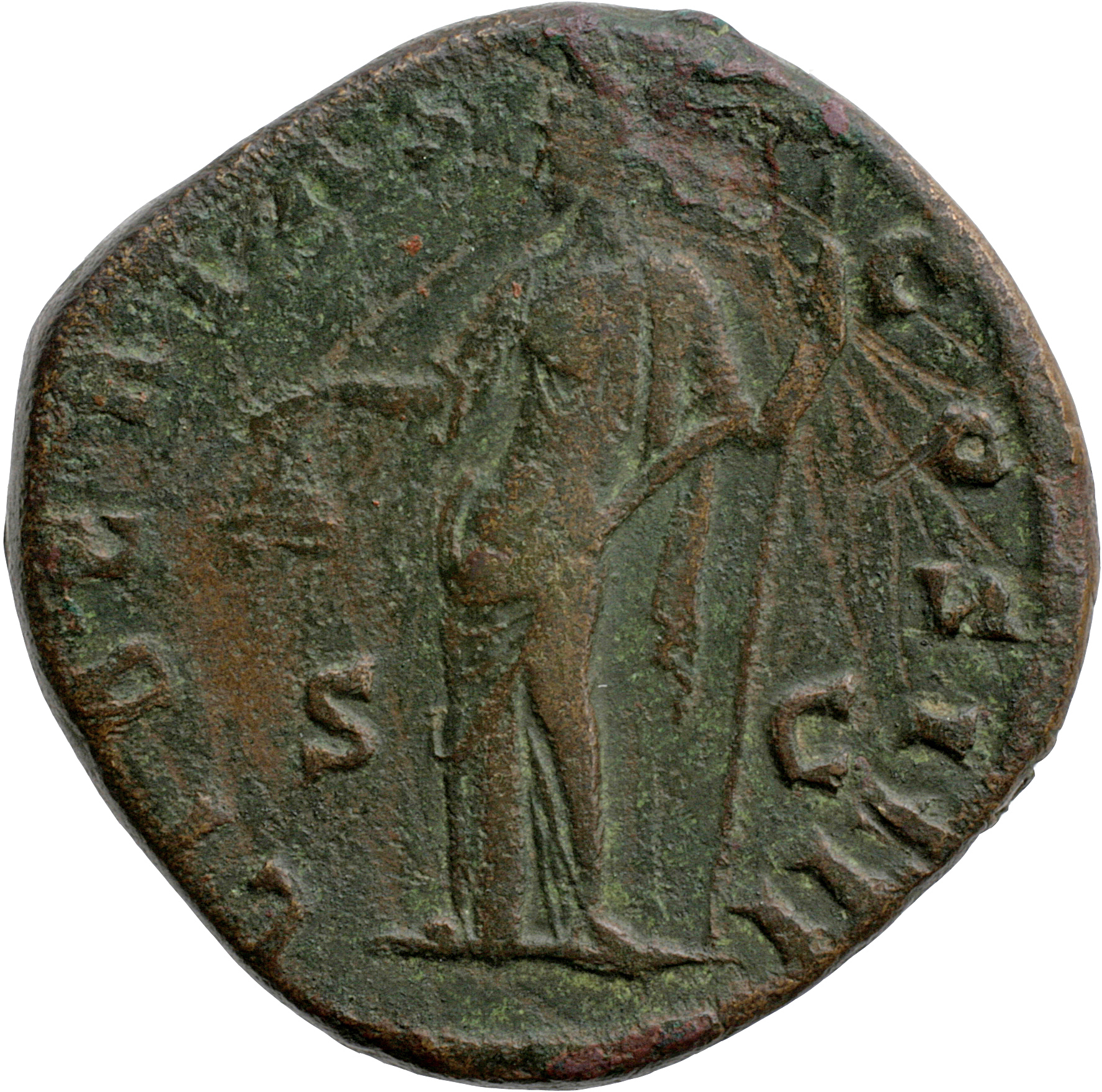 RIC III Antoninus Pius 929 Antoninus Pius reverse, Libertas, draped, standing left, holding pileus in right hand and verti...