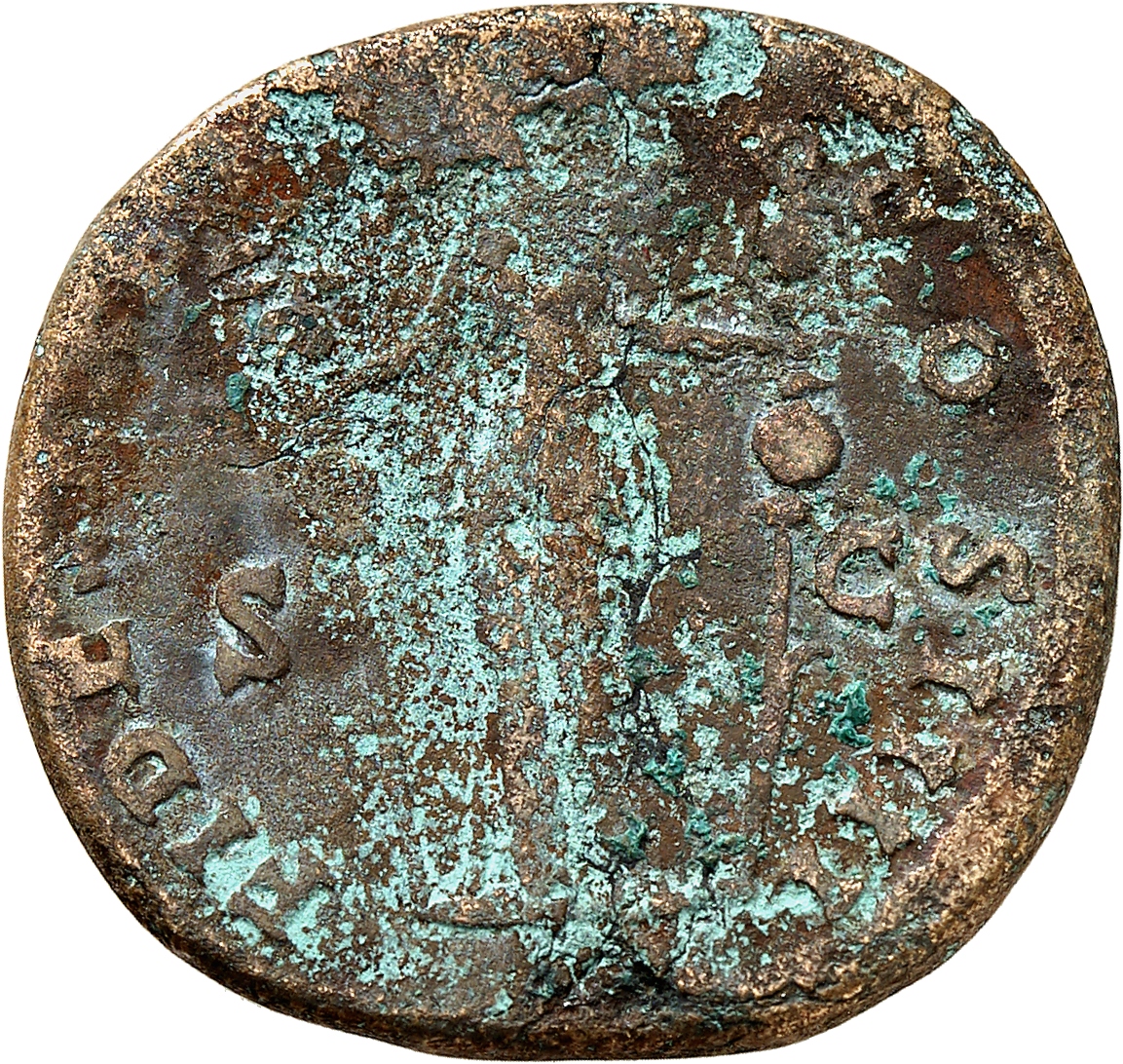 RIC III Antoninus Pius 939 Antoninus Pius reverse, Fides, standing left, holding two standards