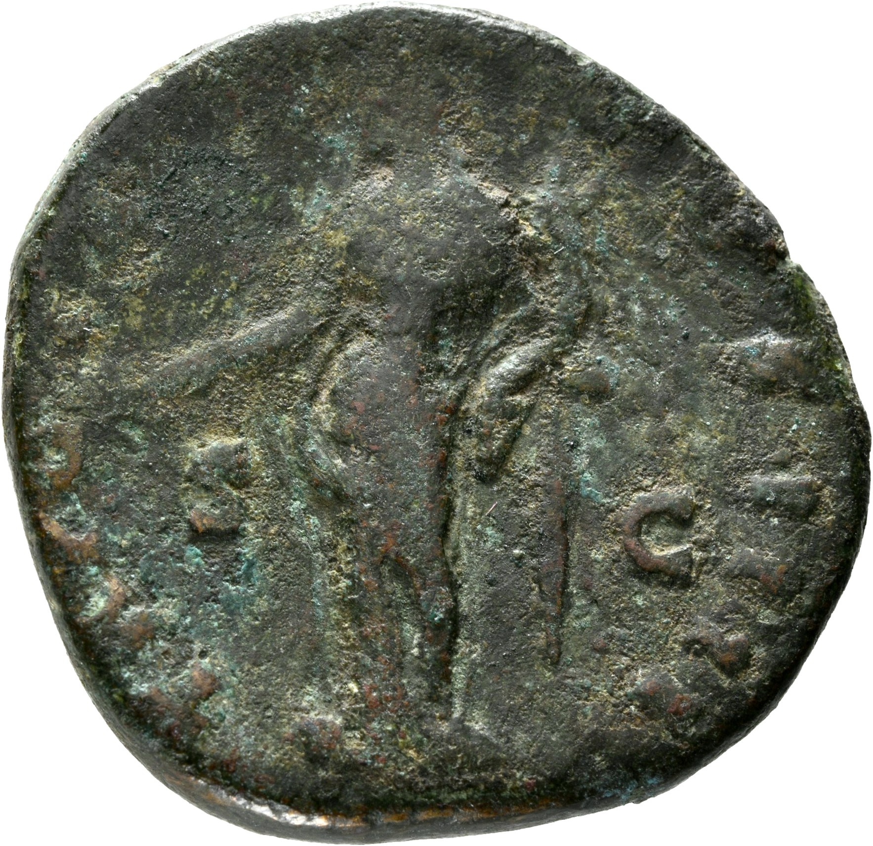 RIC III Antoninus Pius 945 Antoninus Pius reverse, Pax, draped, standing left, holding branch extended downwards in right ...