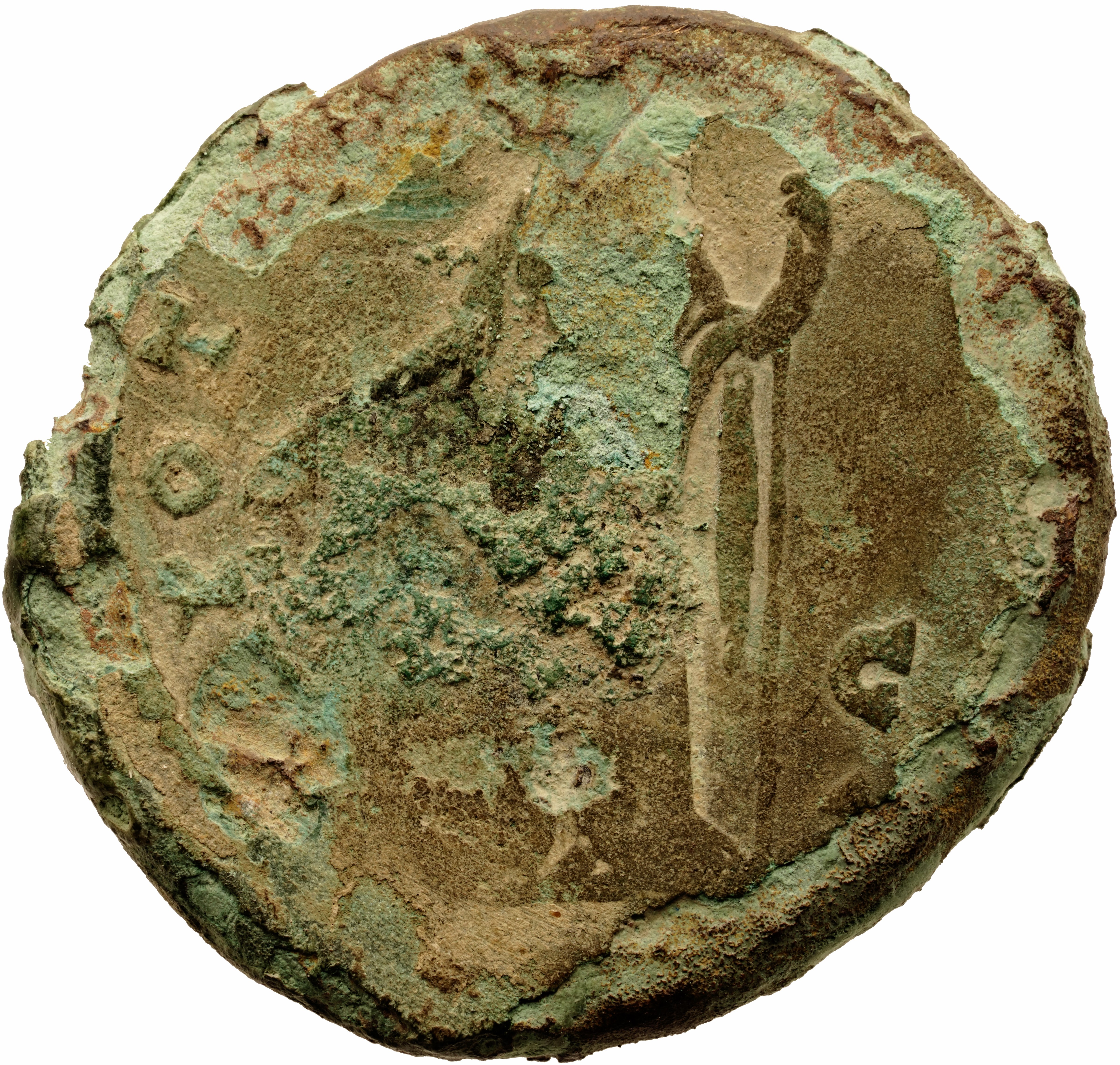 RIC III Antoninus Pius 946 Antoninus Pius reverse, Providentia, standing left, pointing with right hand at large globe and...