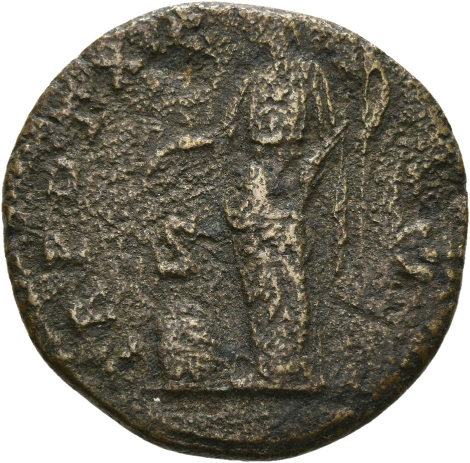 RIC III Antoninus Pius 953 Antoninus Pius reverse, Providentia, standing left, pointing with right hand at large globe and...