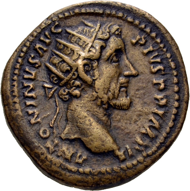 RIC III Antoninus Pius 968 Antoninus Pius obverse, Head of Antoninus Pius, radiate, right