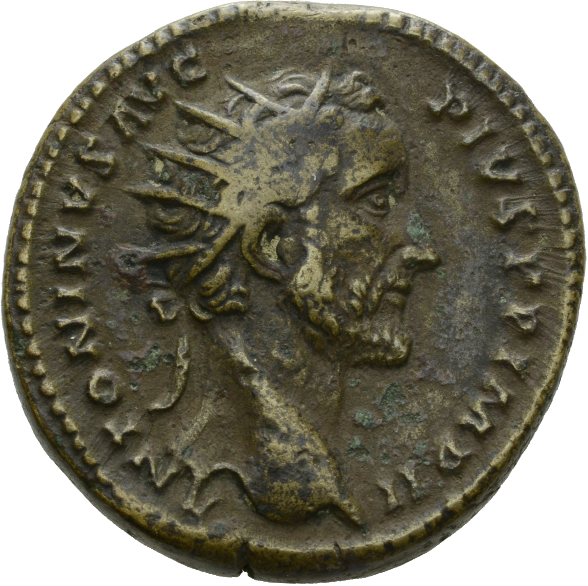 RIC III Antoninus Pius 970 Antoninus Pius obverse, Head of Antoninus Pius, radiate, right