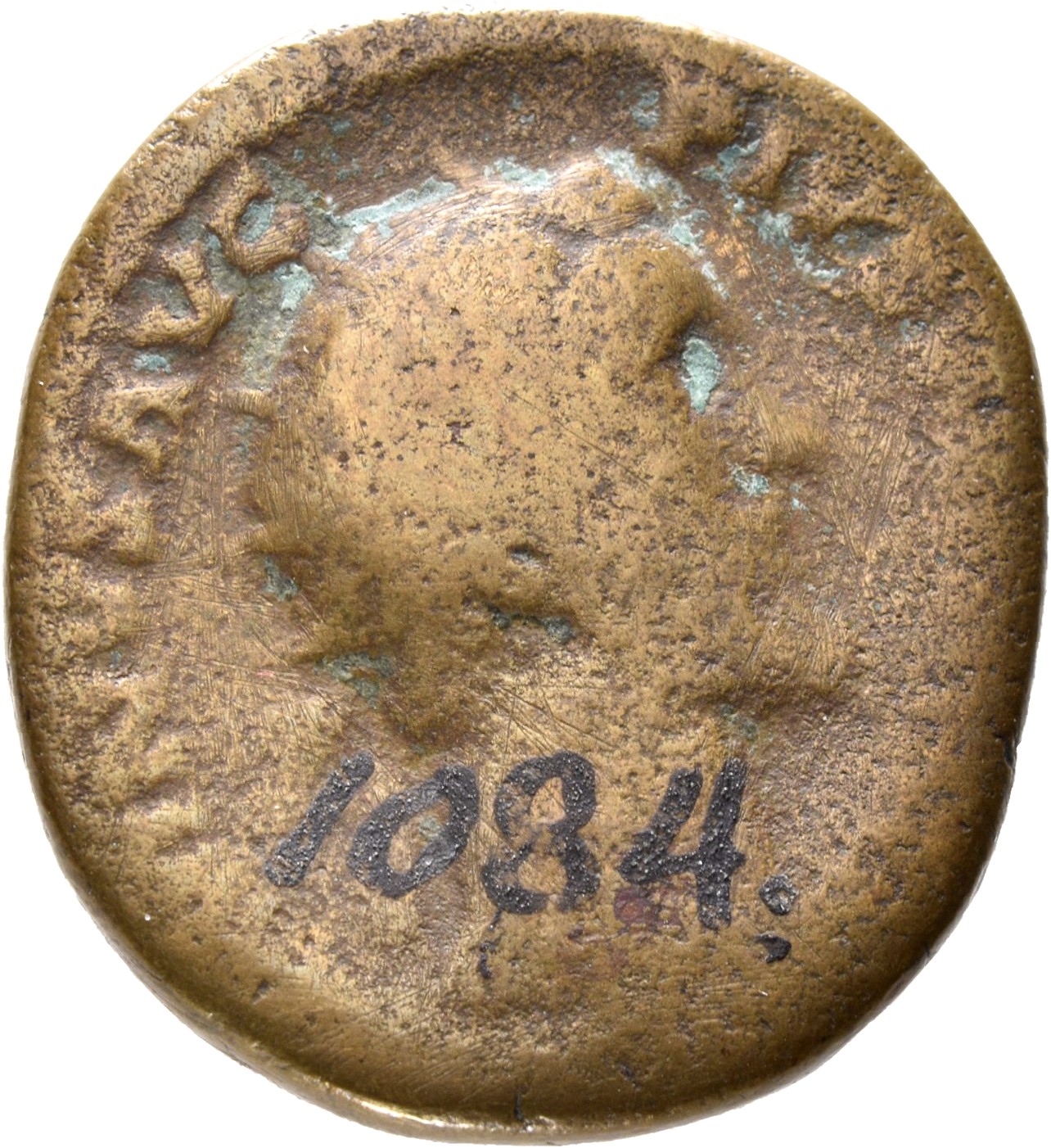 Antoninus Pius obverse — Head of Antoninus Pius, radiate, right