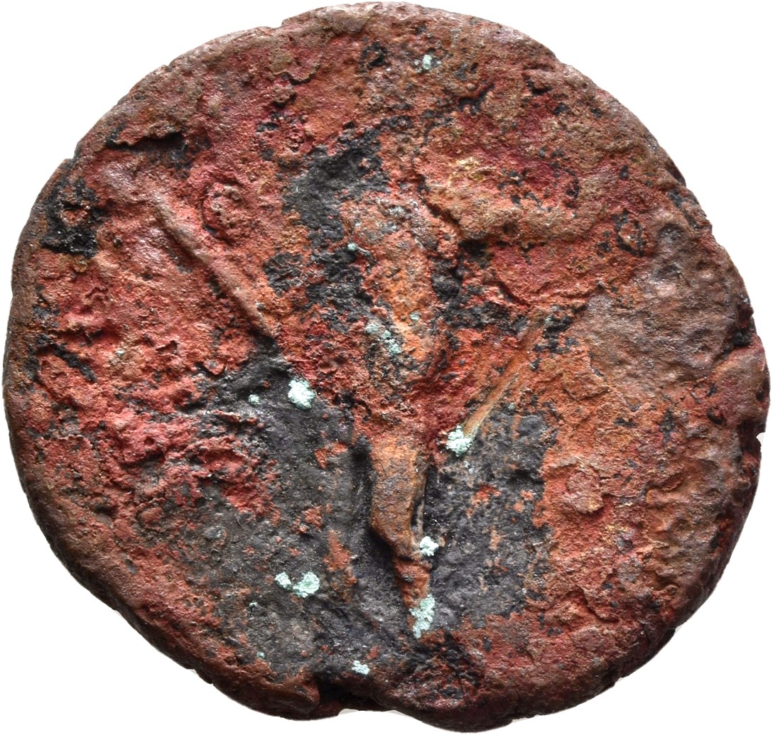 RIC III Antoninus Pius 971 Antoninus Pius reverse, Jupiter, naked, standing front, holding sceptre in right hand and thund...
