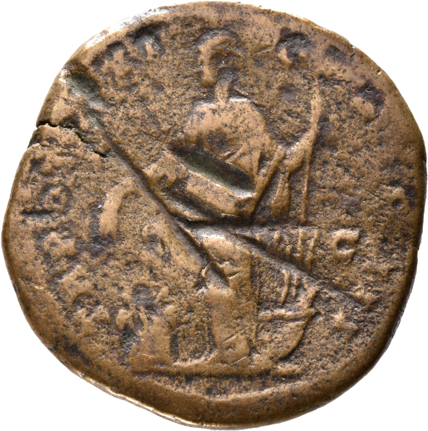 RIC III Antoninus Pius 981 Antoninus Pius reverse, Annona, draped, standing left, holding corn-ears in right hand over mod...