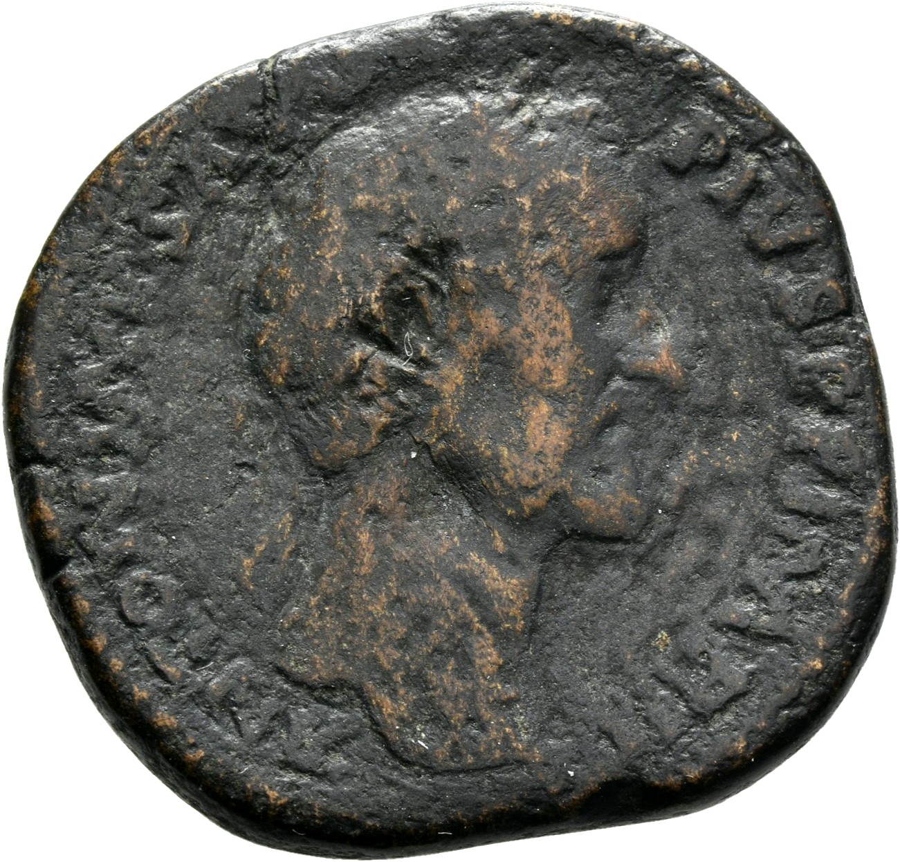 RIC III Antoninus Pius 981 Antoninus Pius obverse, Head of Antoninus Pius, laureate, sometimes draped on left shoulder, right