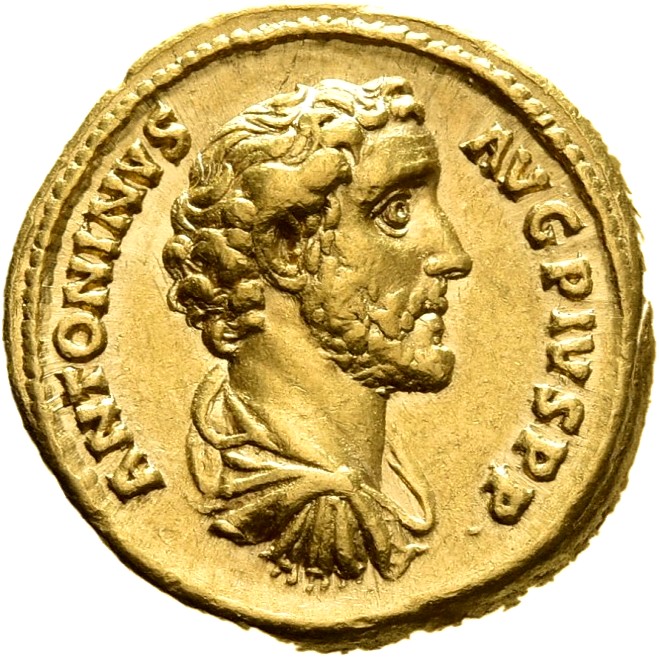 RIC III Antoninus Pius 99b Antoninus Pius obverse, Bust of Antoninus Pius, bare-headed, draped, sometimes cuirassed, right