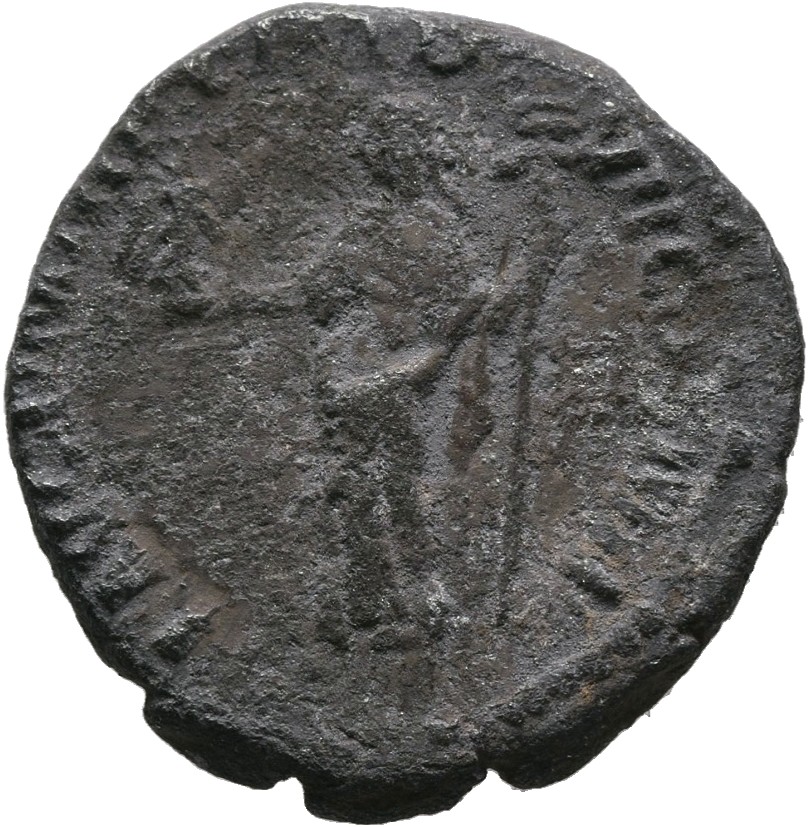 RIC III Commodus 109 Commodus reverse, Felicitas, draped, standing left, holding victory in extended right hand and winged...
