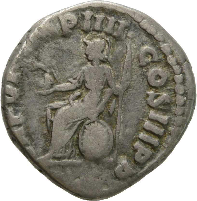 RIC III Commodus 12 Commodus reverse, Roma, helmeted, draped, seated left, holding Victory in extended right hand and para...