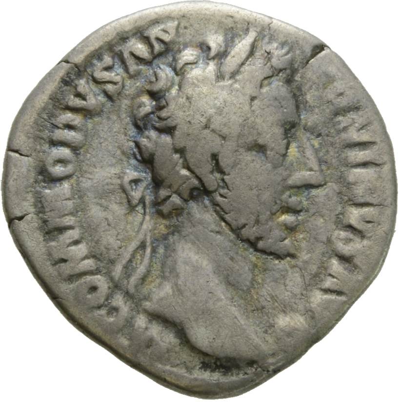 RIC III Commodus 12 Commodus obverse, Head of Commodus, laureate, right