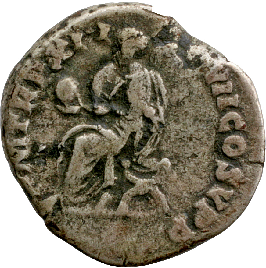 RIC III Commodus 124 Commodus reverse, Commodus, togate, seated left on curule chair, holding globe in extended right hand
