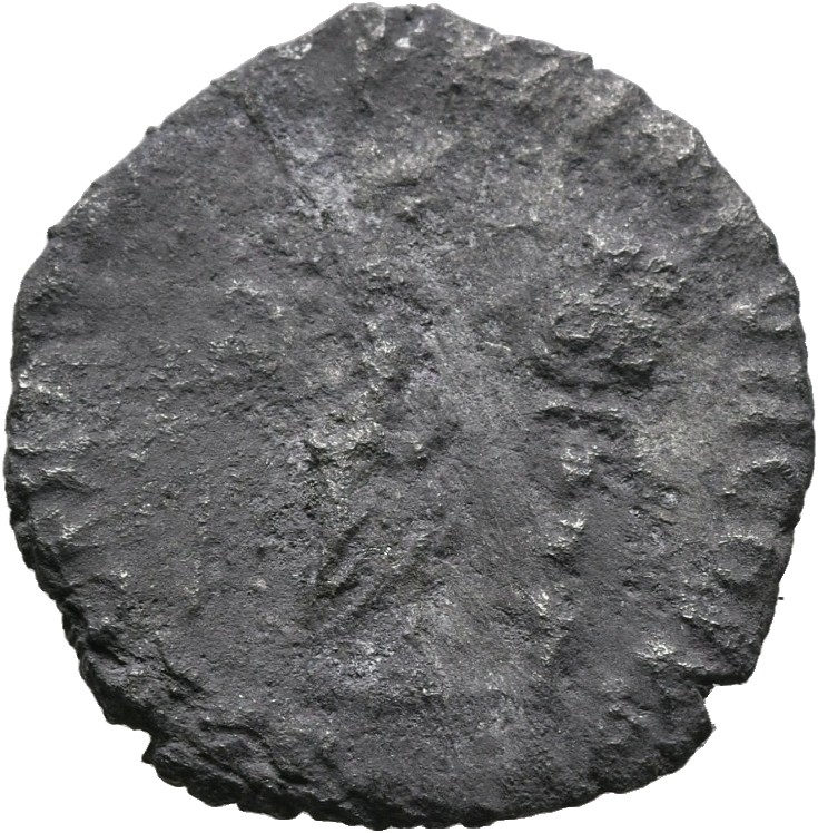 RIC III Commodus 136d Commodus reverse — Victory, winged, half-draped, standing right with foot set on helmet, and fixing ...