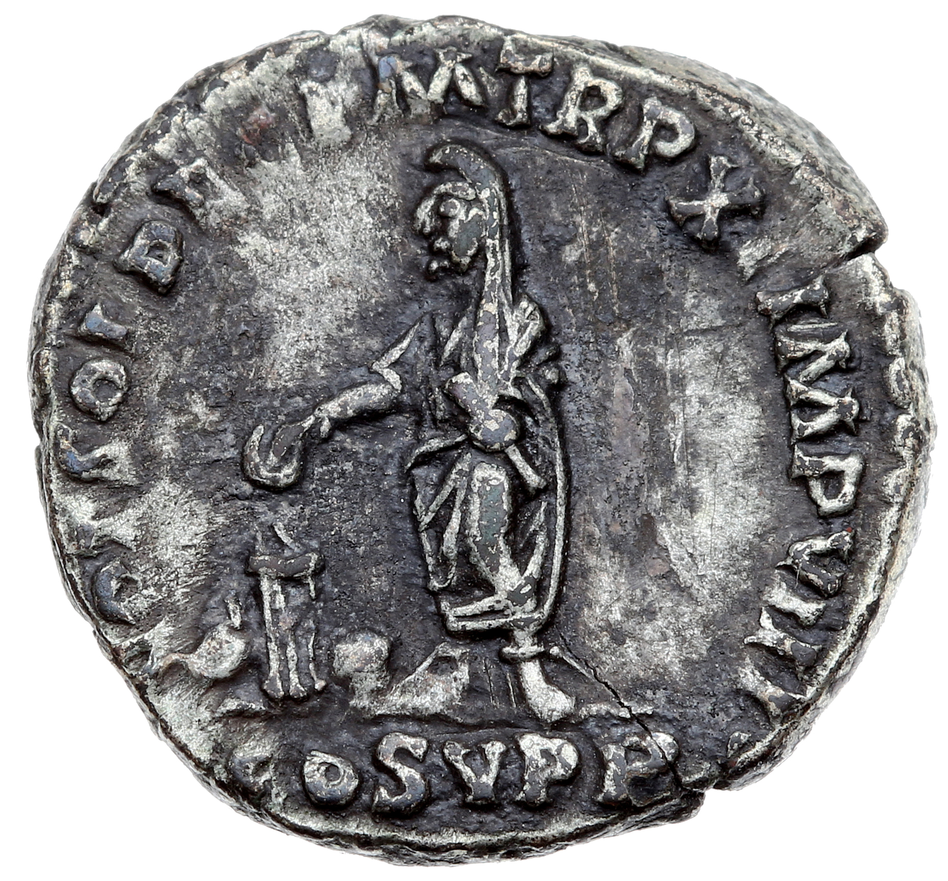 RIC III Commodus 140 Commodus reverse, Commodus, veiled, togate, standing left, sacrificing over lighted altar from patera...