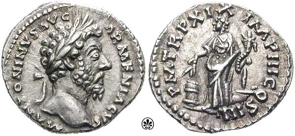 RIC III Commodus 142 Commodus obverse, Bust of Commodus, laureate, draped, right