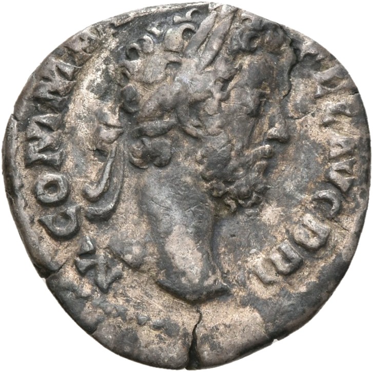 RIC III Commodus 143 Commodus obverse, Head of Commodus, laureate, right