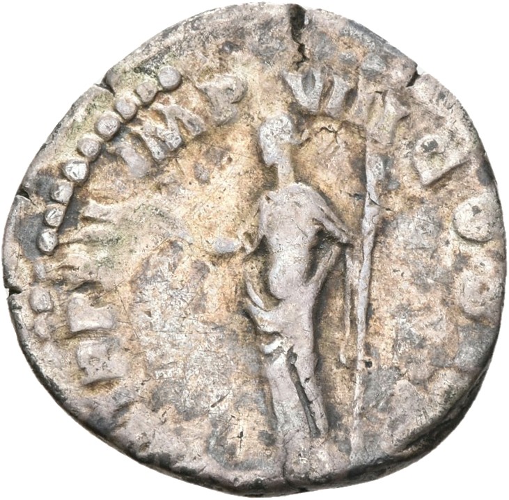 RIC III Commodus 143 Commodus reverse, Felicitas, draped, standing left, holding caduceus in right hand and sceptre in lef...