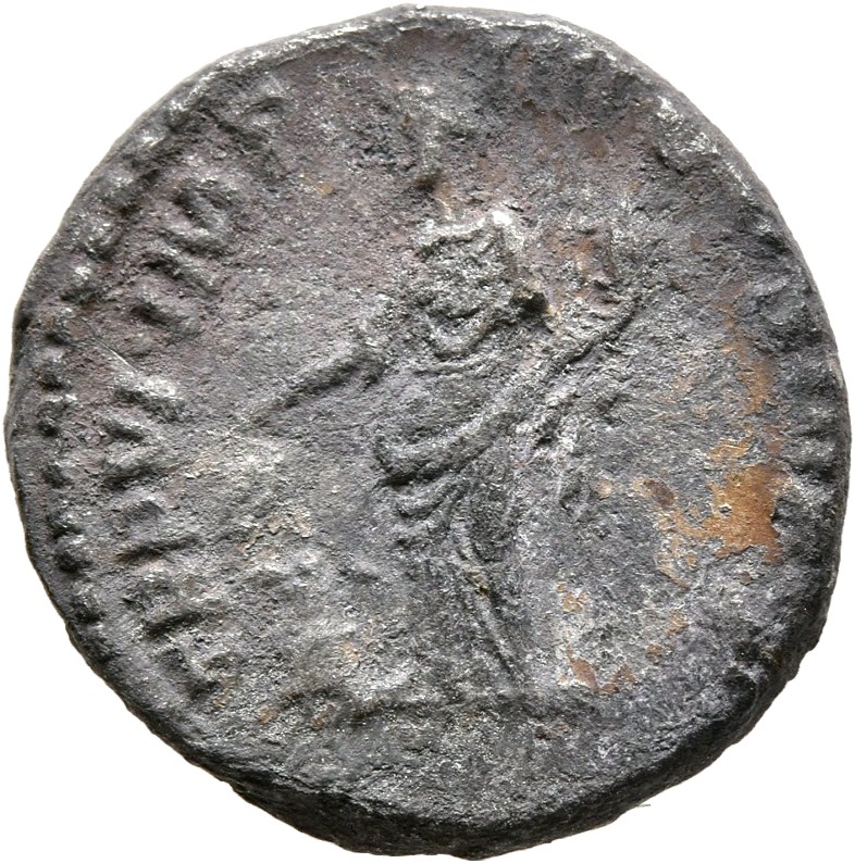 RIC III Commodus 14b Commodus reverse — Annona, draped, standing left, holding corn-ears in right hand and cornucopiae in ...