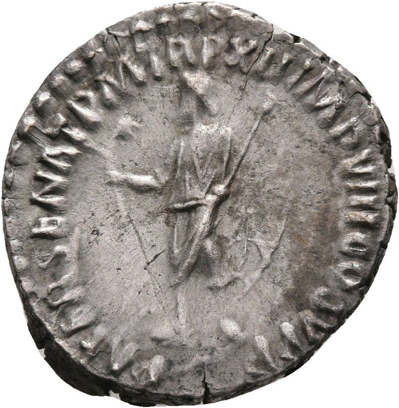 RIC III Commodus 156 Commodus reverse, Commodus, togate, standing left, holding branch in right hand and transverse sceptr...