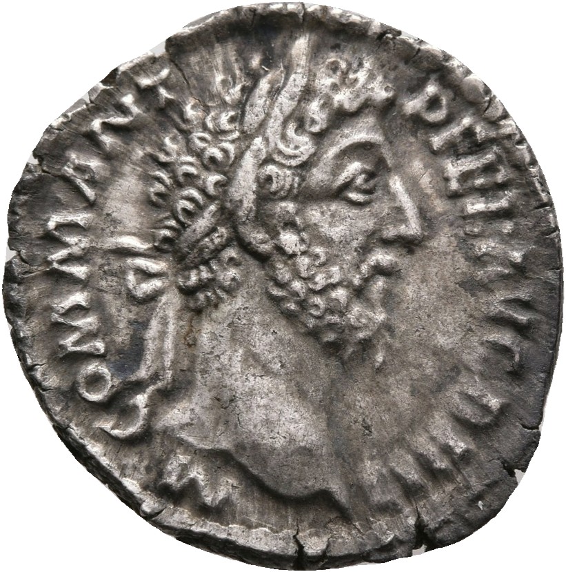 RIC III Commodus 156 Commodus obverse, Head of Commodus, laureate, right