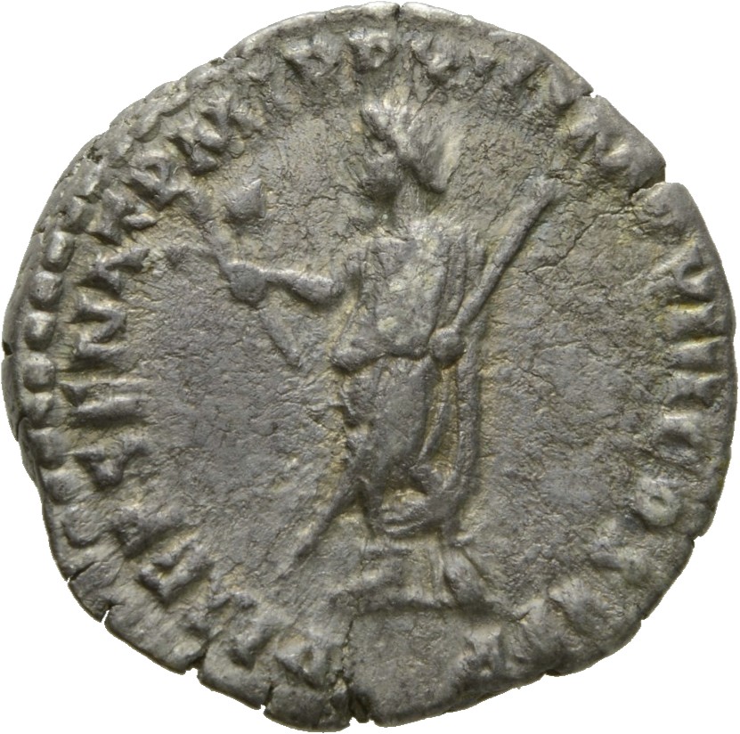 RIC III Commodus 157 Commodus reverse, Commodus, togate, standing left, holding branch in right hand and transverse sceptr...