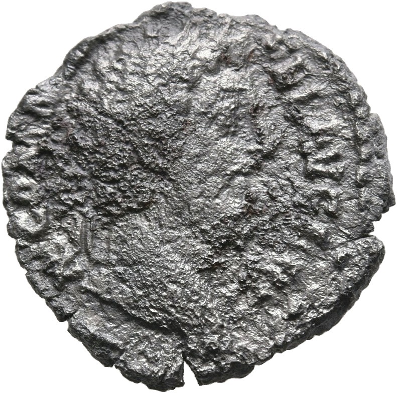 RIC III Commodus 167 (denarius) Commodus obverse — Head of Commodus, laureate, right