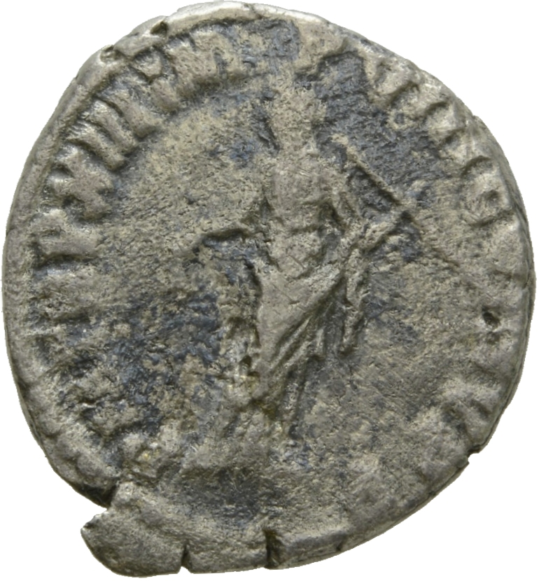 RIC III Commodus 168a Commodus reverse, Libertas, draped, standing front, head left, holding pileus in right hand and rod ...