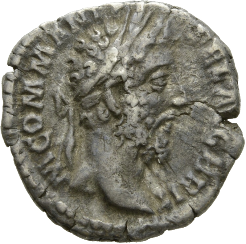 RIC III Commodus 172 Commodus obverse, Head of Commodus, laureate, right