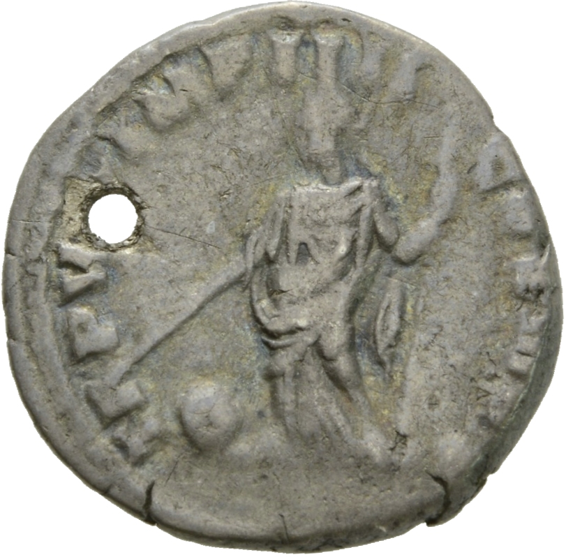 RIC III Commodus 19 Commodus reverse, Providentia, draped, standing left, holding wand in right hand over globe, set on gr...