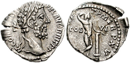 RIC III Commodus 205 Commodus reverse, Apollo, nude, standing right, draping right hand over head and resting left arm on ...