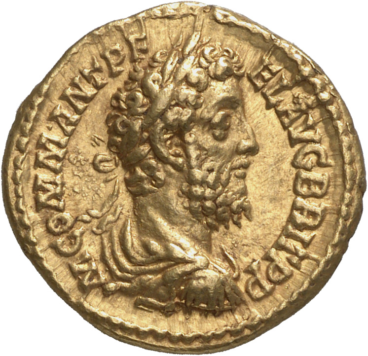 RIC III Commodus 213 Commodus obverse, Bust of Commodus, laureate, draped, cuirassed, right
