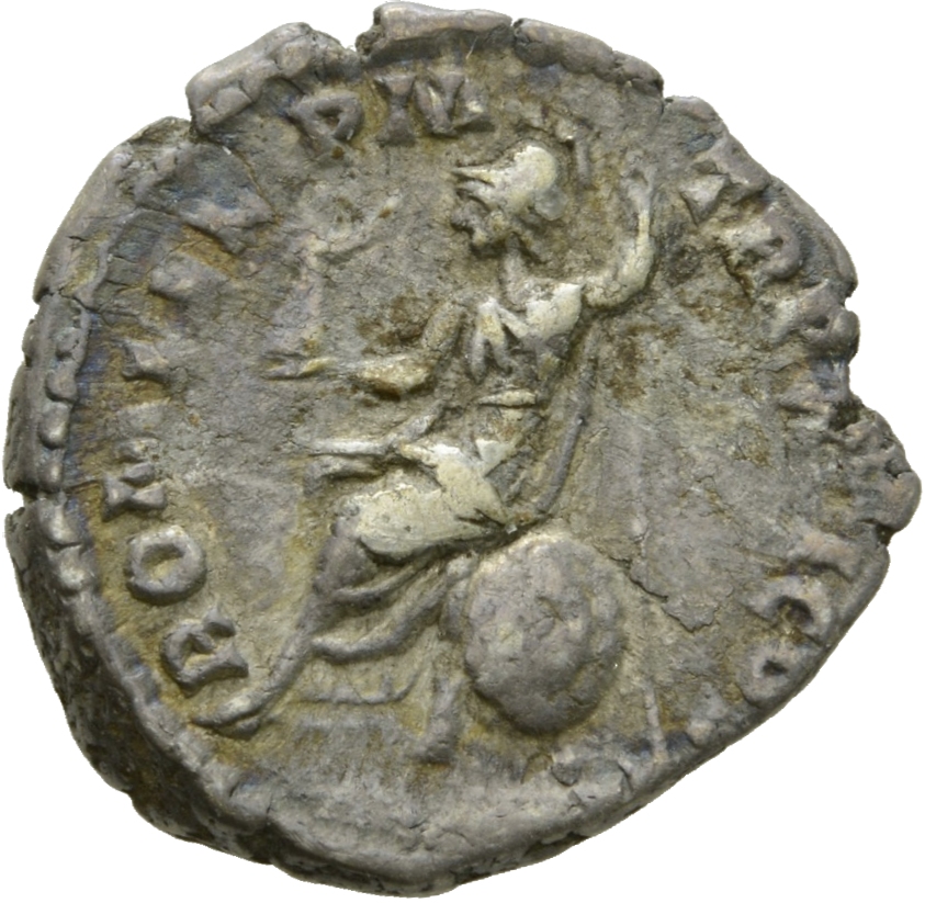 RIC III Commodus 224 Commodus reverse, Roma, helmeted, draped, seated left, holding Victory in extended right hand and spe...