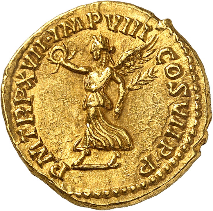 RIC III Commodus 237Ae Commodus reverse, Victory, winged, draped, advancing left, holding wreath in extended right hand an...