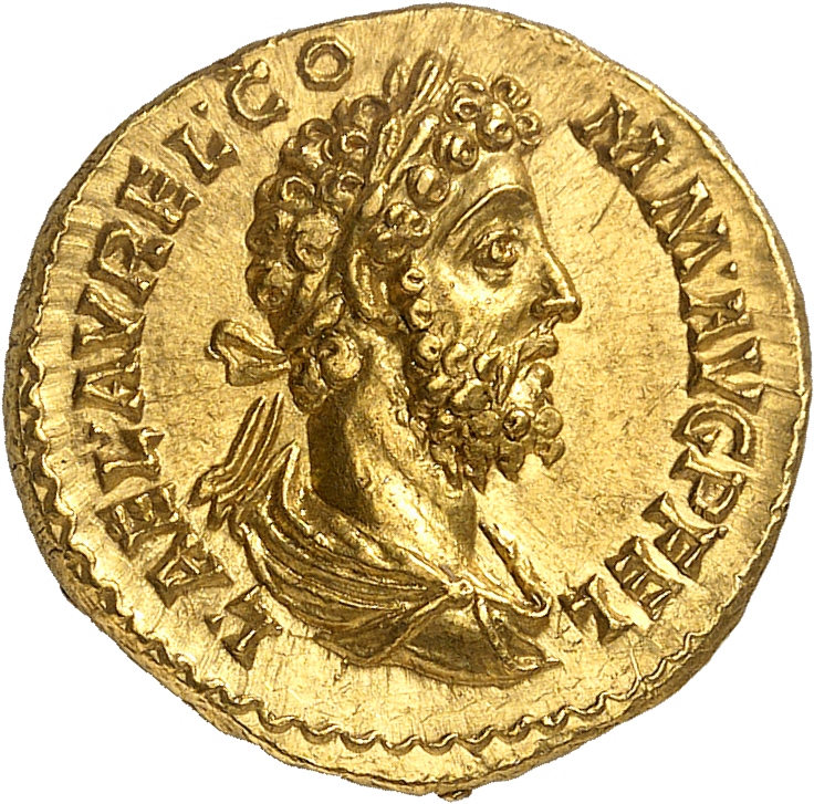 RIC III Commodus 238 Commodus obverse, Bust of Commodus, laureate, draped, right