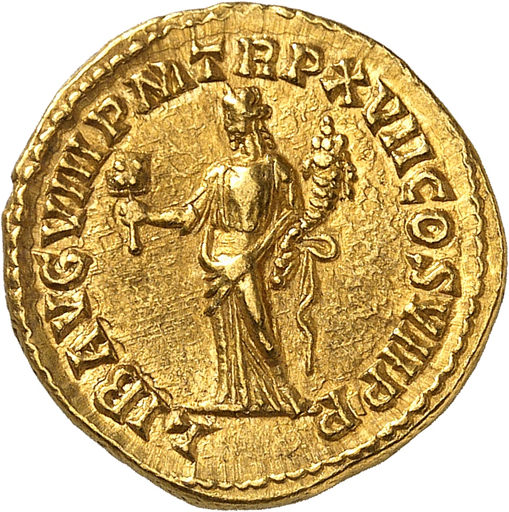 RIC III Commodus 239Ad Commodus reverse, Liberalitas, draped, standing left, holding abacus in extended right hand and cor...