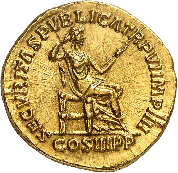 RIC III Commodus 23e Commodus reverse, Securitas, draped, seated right, resting head on right hand and holding scepre in l...