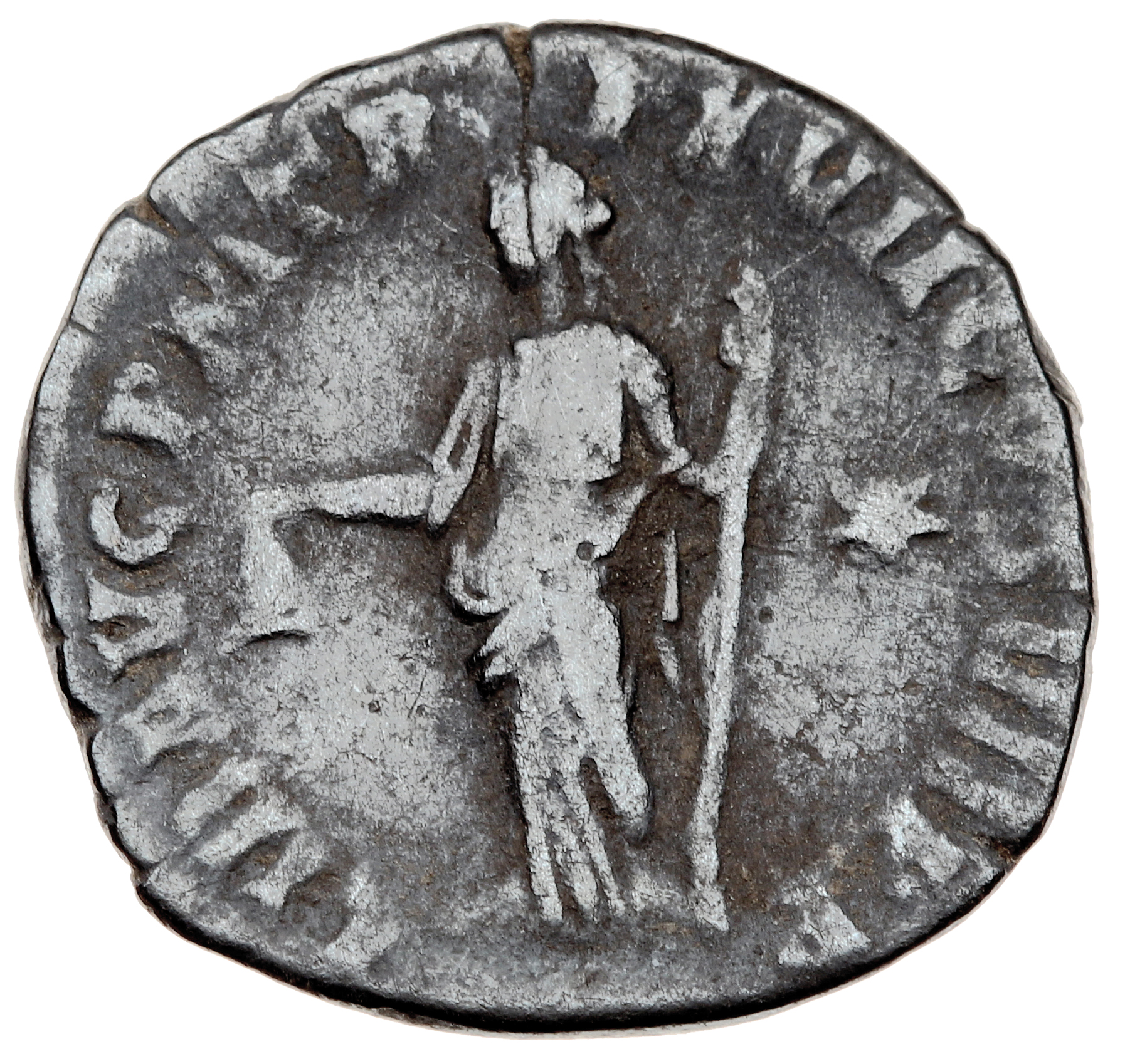 RIC III Commodus 241 Commodus reverse, Libertas, draped, standing left, holding pileus in extended right hand and rod in l...