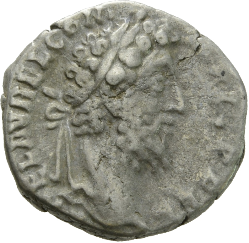 RIC III Commodus 249 Commodus obverse, Head of Commodus, laureate, right