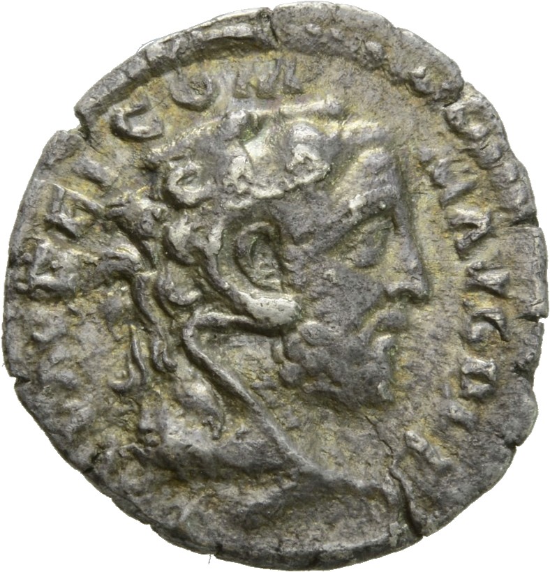 RIC III Commodus 251 (denarius) Commodus obverse, Head of Commodus, wearing lion-skin, right