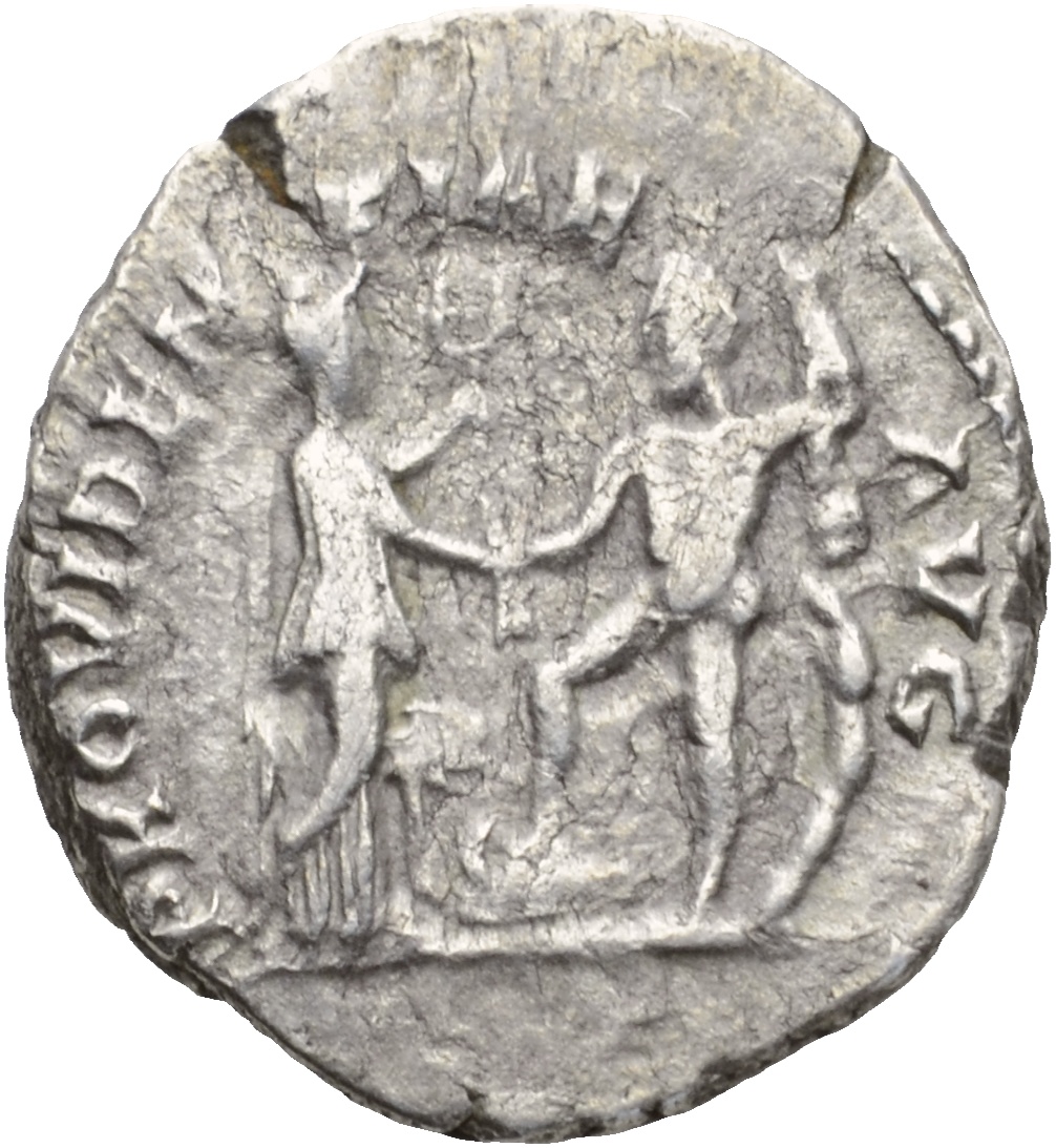 RIC III Commodus 259A Commodus reverse, Hercules, wearing lion-skin, standing right, foot on prow, resting club on tree-tr...
