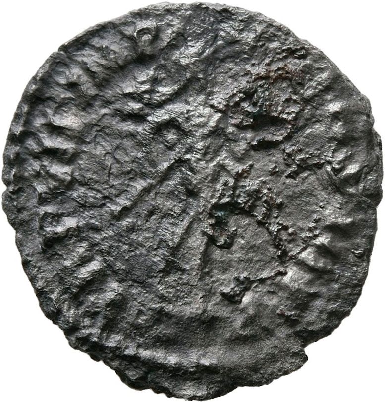 RIC III Commodus 25a Commodus reverse, Mars, helmeted, nude, advancing right, holding spear in right hand and trophy slope...