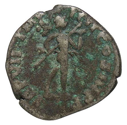 RIC III Commodus 25a Commodus reverse, Mars, helmeted, nude, advancing right, holding spear in right hand and trophy slope...