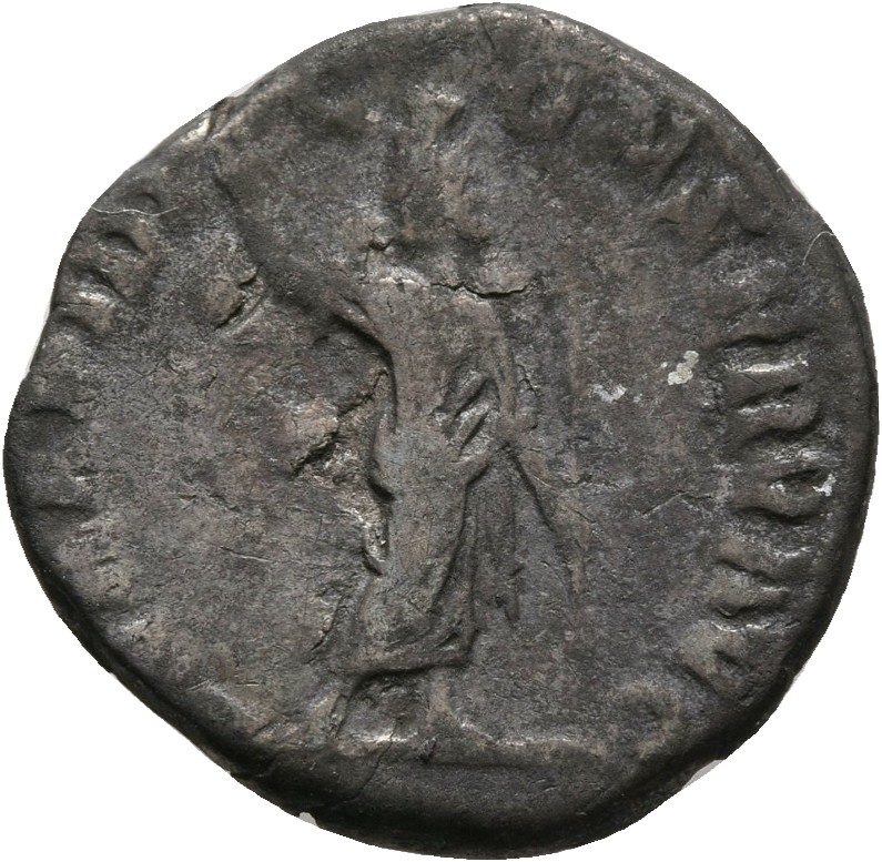 RIC III Commodus 261 (denarius) Commodus reverse, Serapis, radiate, standing front, head left, holding branch in right han...