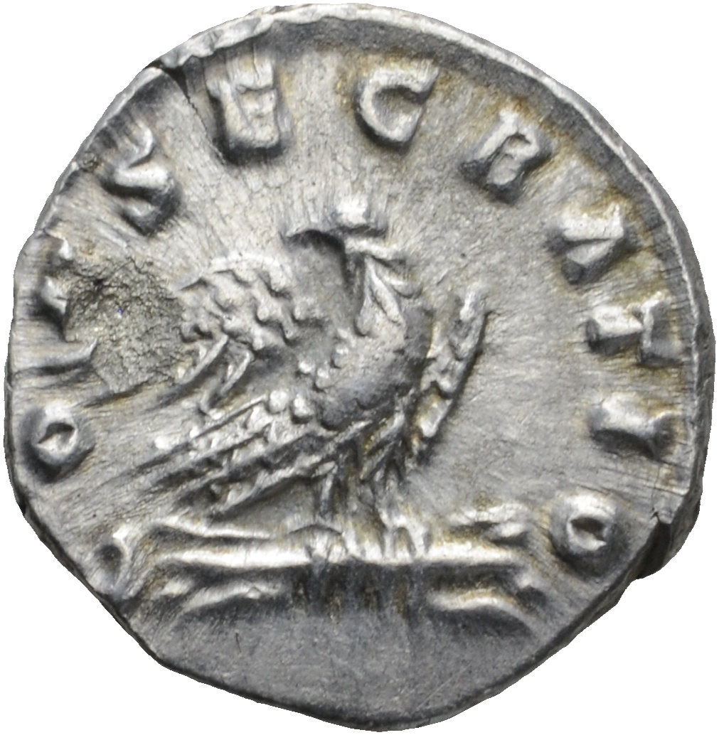 RIC III Commodus 264 Commodus reverse, Eagle, standing right on bar, head left