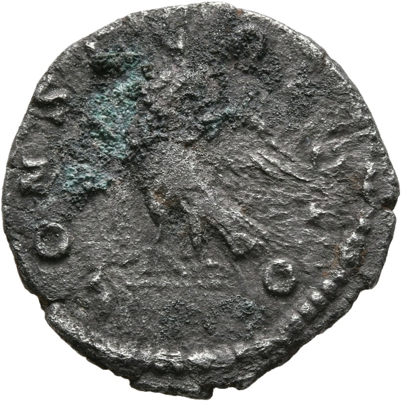 RIC III Commodus 266 Commodus reverse, Eagle, standing left on bar, head right