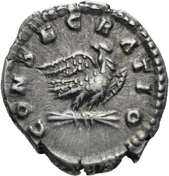 RIC III Commodus 269 Commodus reverse, Eagle, standing right on thunderbolt, head left